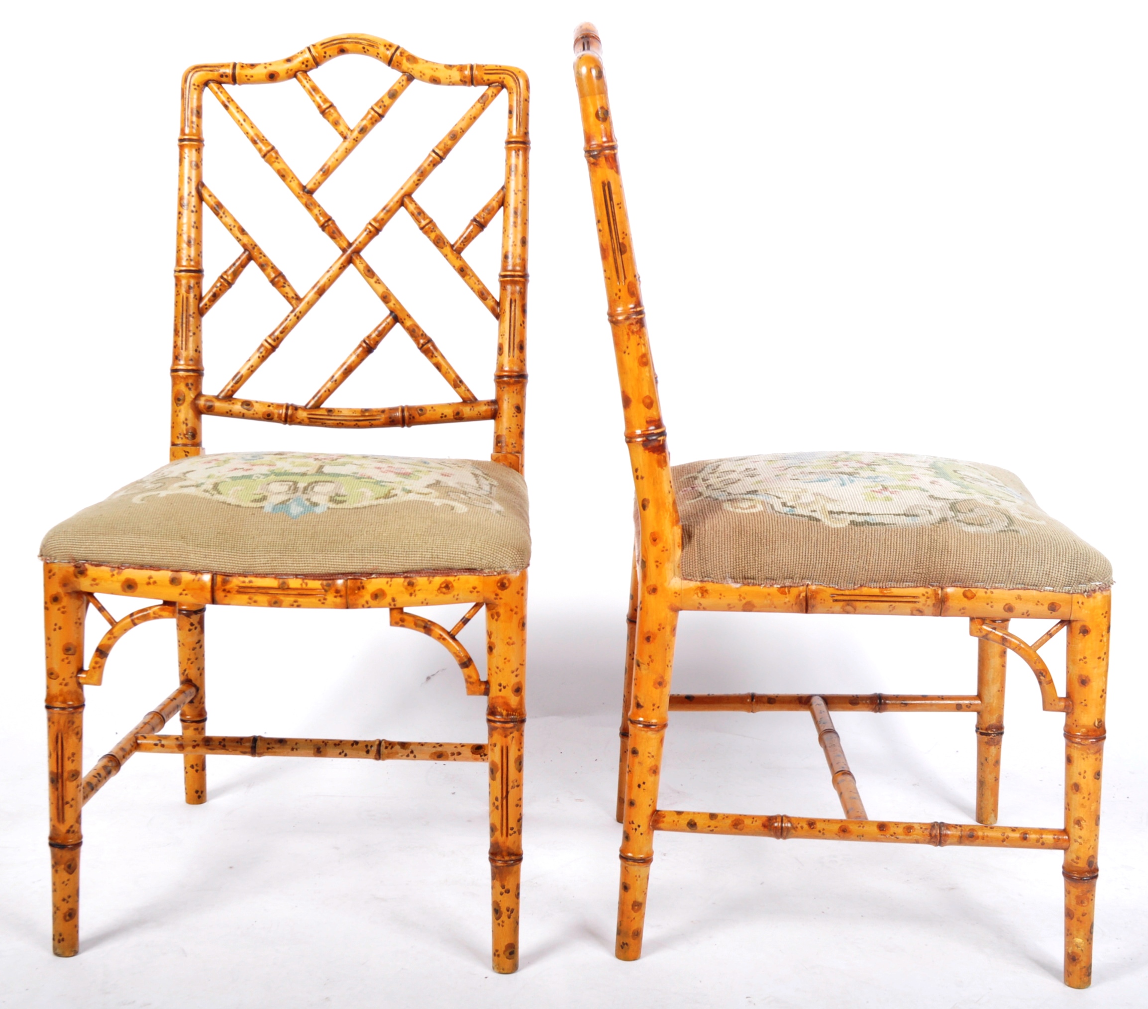 MATCHING PAIR OF 18TH CENTURY STYLE FAUX BAMBOO CHAIRS - Image 5 of 7