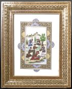 19TH CENTURY ANGLO INDIAN PERSIAN MUGHAL IVORY PANEL IN FRAME