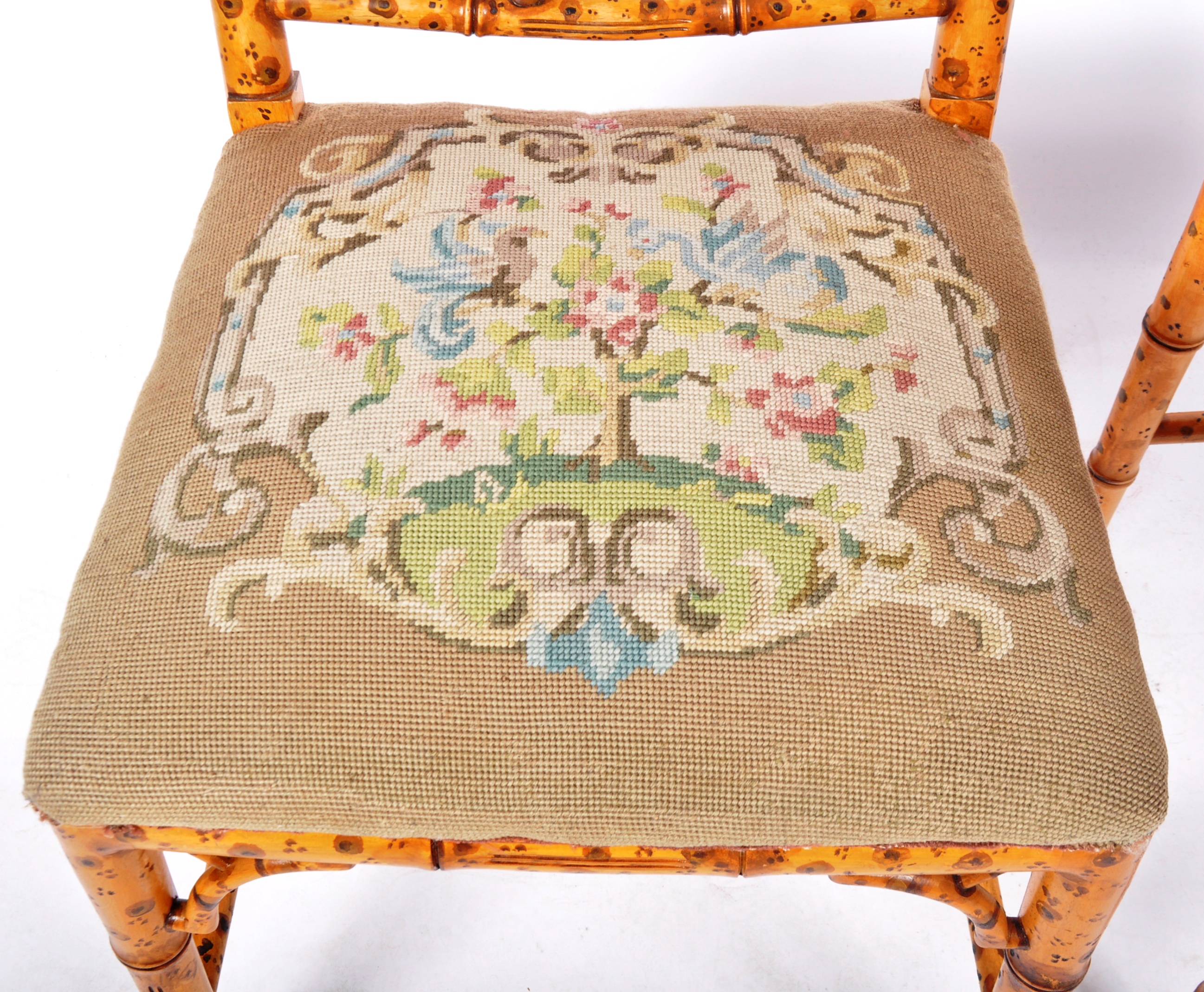 MATCHING PAIR OF 18TH CENTURY STYLE FAUX BAMBOO CHAIRS - Image 4 of 7
