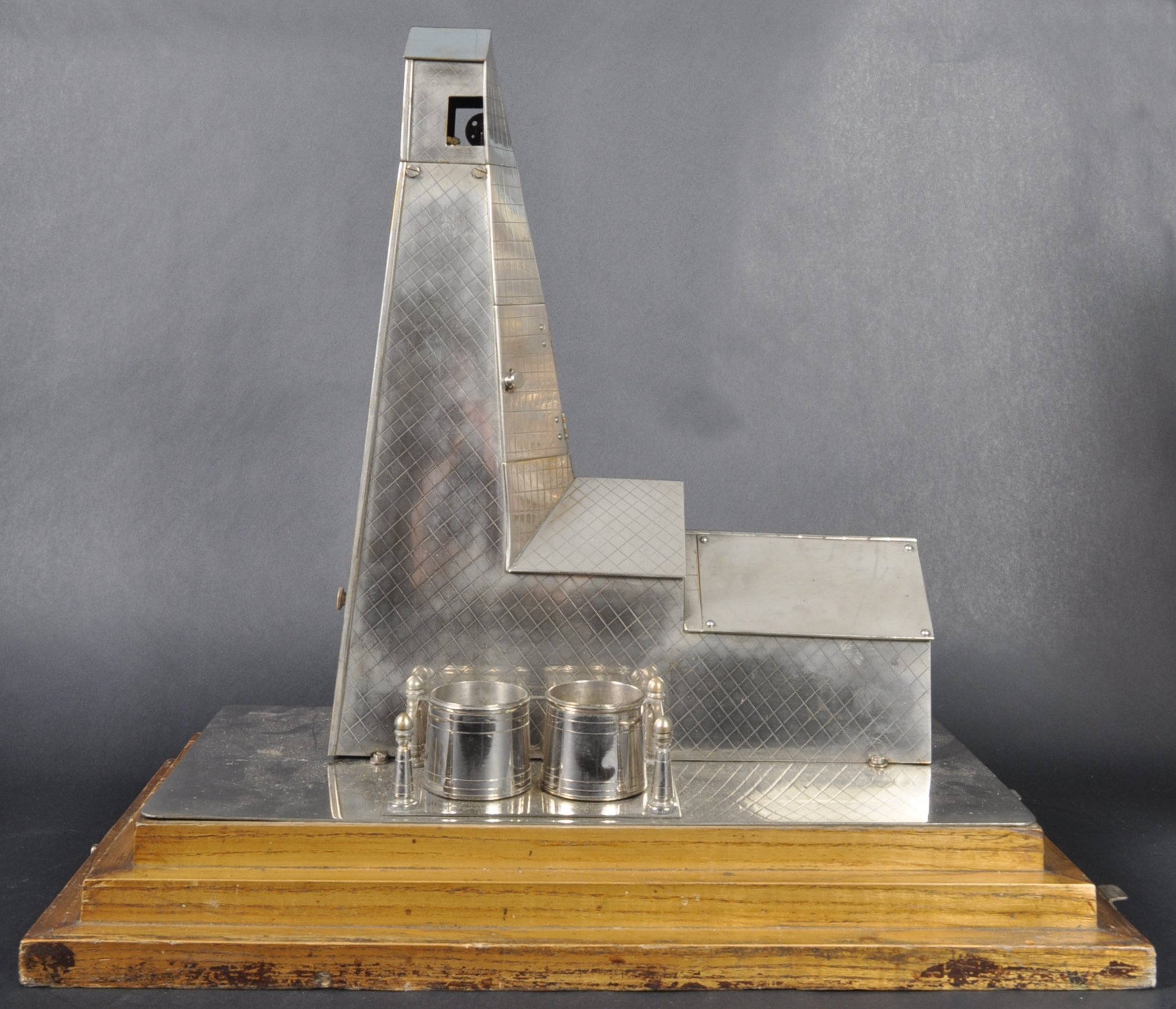 LARGE 20TH CENTURY SILVER PLATED CHURCH TABLE LIGHTER