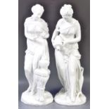 PAIR OF EARLY 20TH CENTURY BLANC DE CHINE PORCELAIN FIGURES
