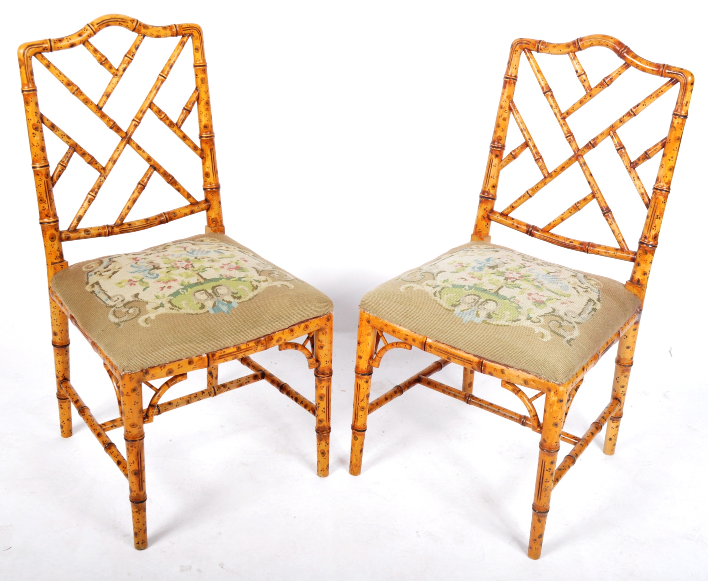 MATCHING PAIR OF 18TH CENTURY STYLE FAUX BAMBOO CHAIRS - Image 2 of 7