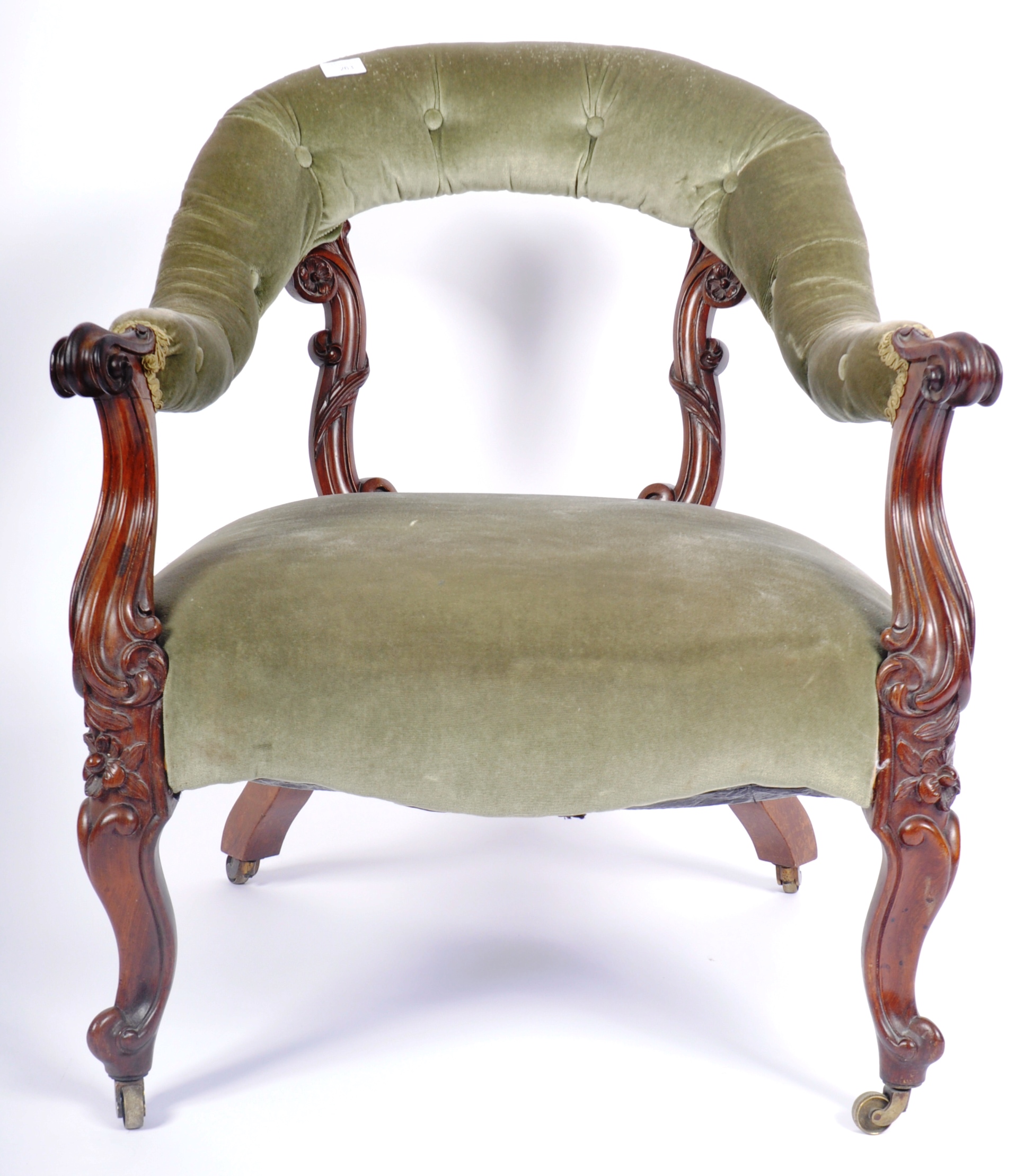 19TH CENTURY VICTORIAN ROSEWOOD BUTTON BACK ARMCHAIR - Image 5 of 8