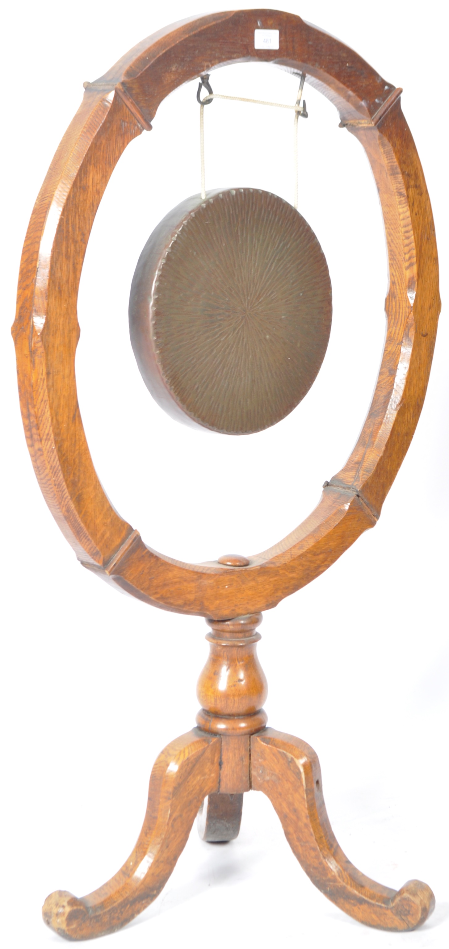 19TH CENTURY OAK AND BRASS CIRCULAR DINNER GONG - Image 3 of 5