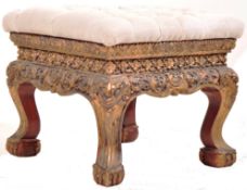 EARLY 20TH CENTURY FRENCH CARVED BALINESE INFLUENCE FOOTSTOOL