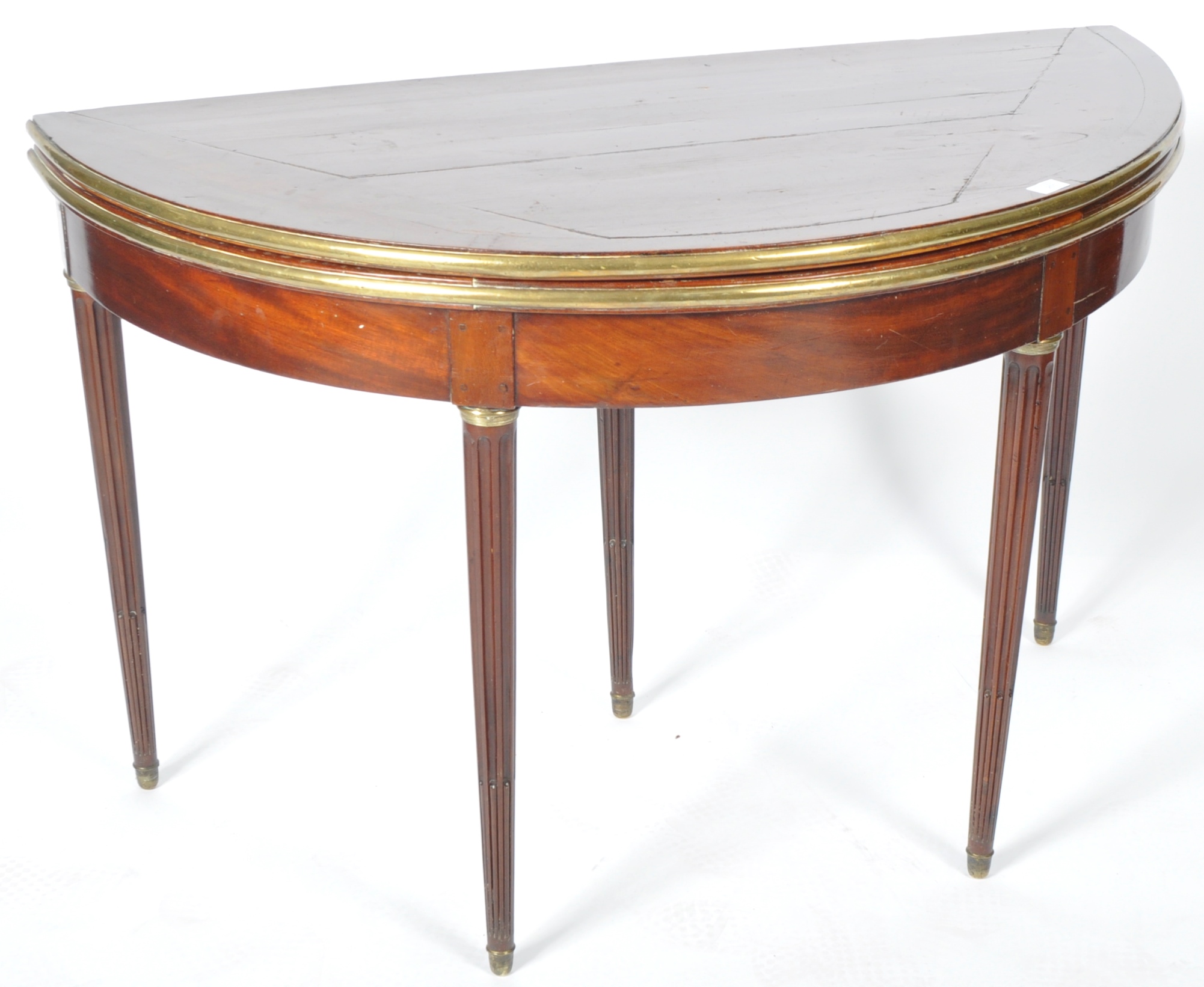 EARLY 20TH CENTURY FRENCH EMPIRE BRASS AND MAHOGANY CARD TABLE - Image 2 of 7