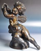 19TH CENTURY LARGE BRONZE CHERUB FIGURINE