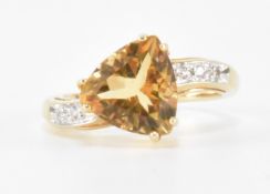 HALLMARKED 9CT GOLD CITRINE DRESS RING