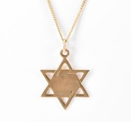 GOLD STAR OF DAVID PENDANT ON A 9CT GOLD FINE LINK NECKLACE