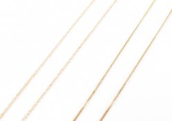 TWO GOLD FINE LINK NECKLACE CHAINS