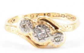 ANTIQUE 18CT GOLD & DIAMOND CROSSOVER RING
