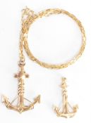 HALLMARKED 9CT GOLD ANCHOR PENDANT & NECKLACE &