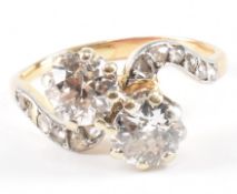 ANTIQUE GOLD & DIAMOND CROSSOVER RING