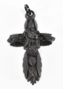 VICTORIAN CARVED JET CRUCIFORM PENDANT