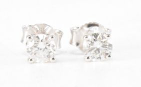 PAIR OF HALLMARKED 18CT WHITE GOLD & DIAMOND STUD EARRINGS