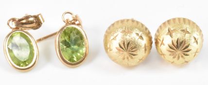TWO PAIRS OF VINTAGE GOLD EARRINGS