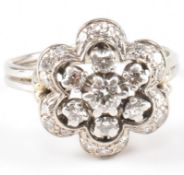 WHITE GOLD & DIAMOND FLOWER HEAD CLUSTER RING