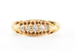 EDWARDIAN HALLMARKED 18CT GOLD FIVE STONE DIAMOND RING