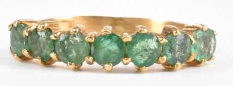 HALLMARKED 9CT GOLD & EMERALD 7 STONE RING