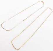 TWO HALLMARKED 9CT GOLD FINE LINK NECKLACE CHAINS