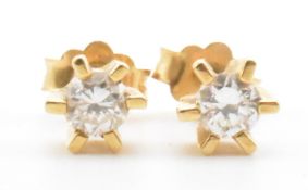 PAIR OF GOLD & DIAMOND STUD EARRINGS