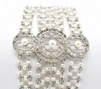 BELLE EPOQUE PEARL AND DIAMOND MESH BRACELET