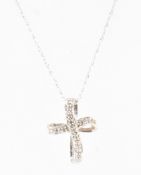 A WHITE GOLD CROSS PENDANT & NECKLACE