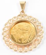 1/20TH OUNCE ISLE OF MAN ANGEL GOLD COIN IN 9CT GOLD MOUNT