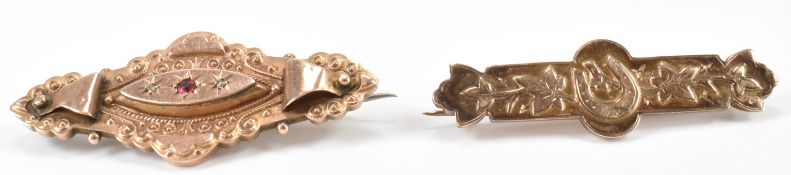 TWO VICTORIAN / EDWARDIAN 9CT GOLD BROOCHES