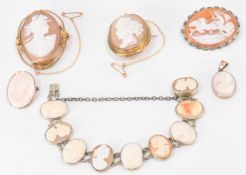 VARIOUS ANTIQUE AND VINTAGE SHELL CAMEO JEWELLERY