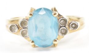 HALLMARKED 9CT GOLD BLUE STONE RING