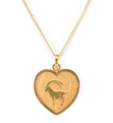 9CT GOLD HEART ARIES PENDANT & NECKLACE