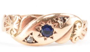 EDWARDIAN HALLMARKED 9CT GOLD SAPPHIRE RING