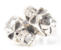 SILVER DOUBLE SKULL WRAP AROUND RING