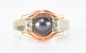 14CT GOLD PEARL & DIAMOND RING