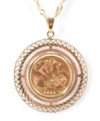 1982 MOUNTED SOVEREIGN ON A GOLD CHAIN