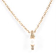 VINTAGE GOLD PEARL & DIAMOND PENDANT NECKLACE