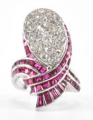 ART DECO PLATINUM RUBY & DIAMOND DRESS RING