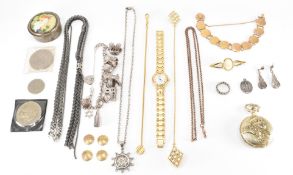 COLLECTION OF SILVER, COSTUME JEWELLERY & WATCHES