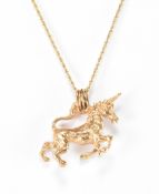 VINTAGE 9CT GOLD UNICORN PENDANT/CHARM & 9CT GOLD NECKLACE