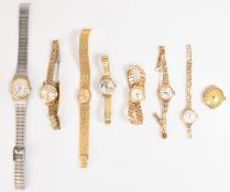 THREE VINTAGE 9CT GOLD WATCHES & FIVE OTHERS