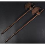 PAIR OF 19TH CENTURY AFRICAN STEEL FIGHTING AXES