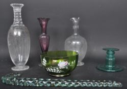VICTORIAN & LATER GLASS - NAILSEA - DECANTERS & CANDLESTICK