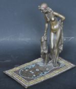 ART DECO COLD PAINTED BRONZE FEMALE NUDE SCULPTURE