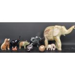 COLLECTION OF 20TH CENTURY ALABASTER AND OTHER ANIMAL FIGURINES