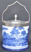 VINTAGE CHINESE CERAMIC & SILVER PLATE BISCUIT BARREL