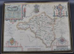 EARLY 17TH CENTURY JOHN SPEEDE MAP OF RADNOR 1610