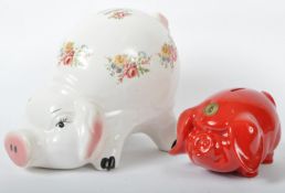 TWO VINTAGE CERAMIC PIGGY MONEY BANKS - DARTMOUTH