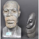 ZIMBABWE SHONA STONE BUST SCULPTURE & ANOTHER