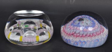 TWO VINTAGE MILLEFIORI & LAMP WORK GLASS PAPERWEIGHTS